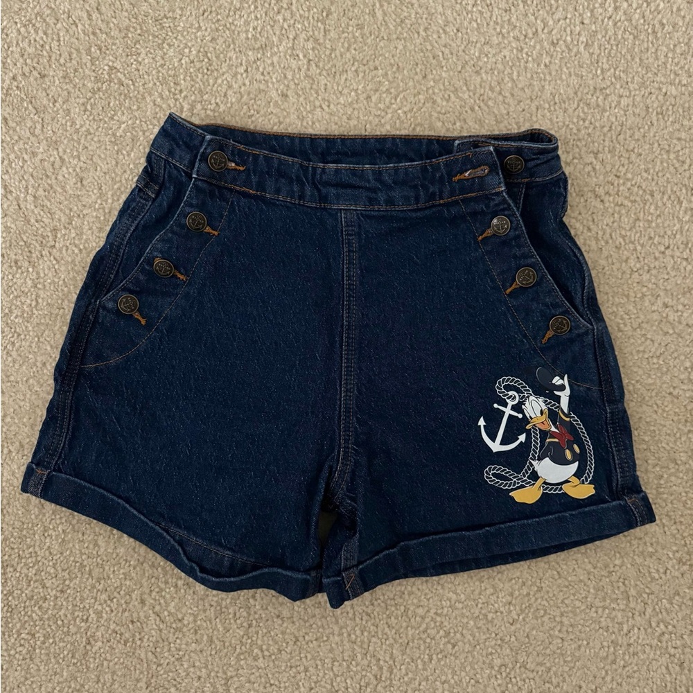 Her Universe Dark Blue Jean Shorts Donald Duck 90th Anniversary